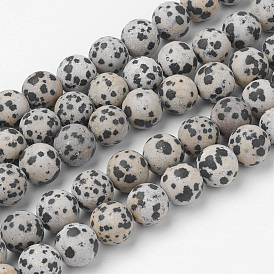 Dalmatien naturel Jasper brins de perles, ronde, givré