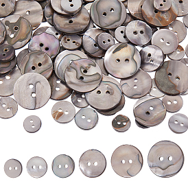120 pièces 6 styles boutons en nacre naturelle teinte, 2-trou, plat rond
