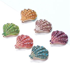 Broche en émail, broche en alliage de strass pour vêtements de sac à dos, forme coquille