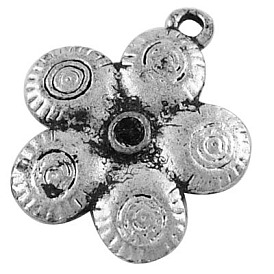 Сплавочные подвески тибетского стиля, без свинца и без кадмия, цветок, 18.5x16x2 мм, отверстие : 1.5 мм