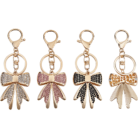 3шт. 3 цвета брелоки из цинкового сплава со стразами, бантом, золотые