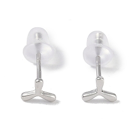 Rhodium Plated Windmill 999 Sterling Silver Stud Earrings for Women, with 999 Stamp