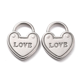304 подвески из нержавеющей стали кабошоны для эмали, сердце со словом "love"