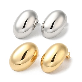 304 Stainless Steel Stud Earrings, Oval