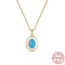 Stylish S925 Silver Turquoise Droplet Necklace for Women - Elegant and Versatile