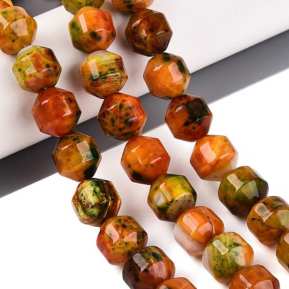Natur Multi-Color-Achat Perlen Stränge, Laterne, gefärbt und erhitzt