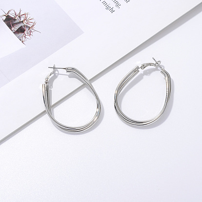 Minimalist Metal Iron Earrings - Elegant, Double-loop, Waterdrop-shaped, Western-style Ear Cuffs.