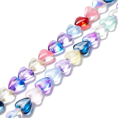 Transparent Glass Beads Strand, Heart