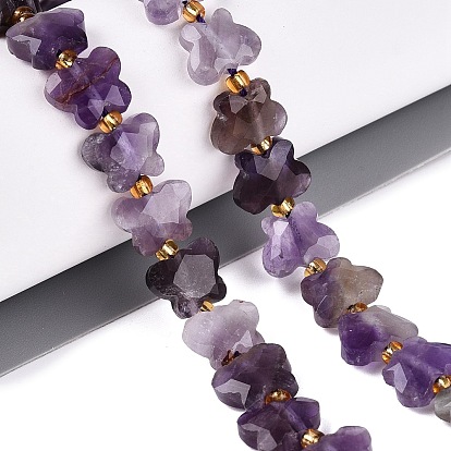 Chapelets de perles naturelles améthyste, papillon, avec des perles de rocaille