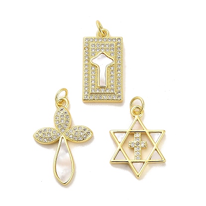 Латунные микропаве прозрачные подвески с фианитом, без кадмия и без свинца, с оболочкой, реальный 18 k позолоченный