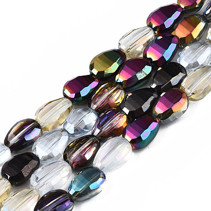Electroplate Transparent Glass Beads Strands, AB Color Plated, Faceted, Teardrop