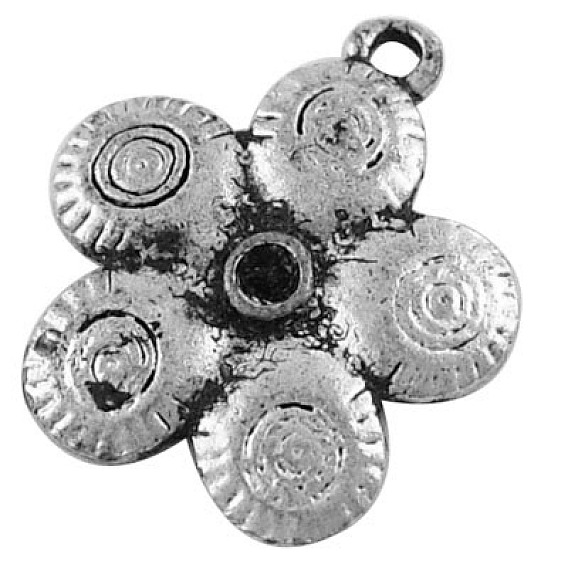 Сплавочные подвески тибетского стиля, без свинца и без кадмия, цветок, 18.5x16x2 мм, отверстие : 1.5 мм