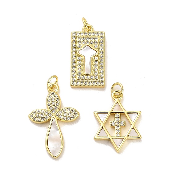 Латунные микропаве прозрачные подвески с фианитом, без кадмия и без свинца, с оболочкой, реальный 18 k позолоченный