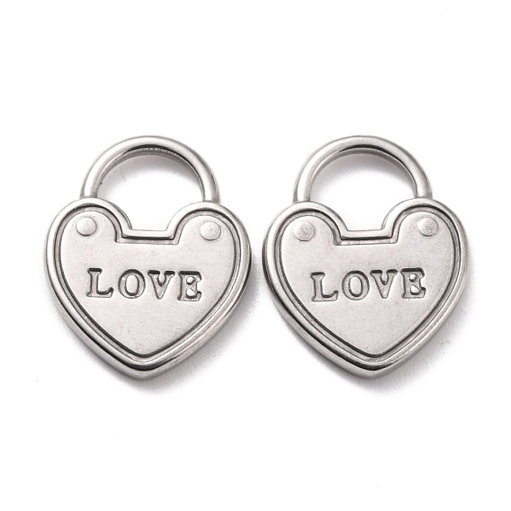 304 подвески из нержавеющей стали кабошоны для эмали, сердце со словом "love"