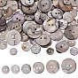 120Pcs 6 Styles Dyed Natural Shell Buttons, 2-Hole, Flat Round