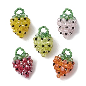 Glass Seed Beaded Pendants, Strawberry
