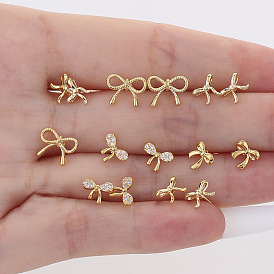 Genuine Gold-plated Butterfly Bow Stud Earrings - Fashionable and Luxurious Ear Jewelry