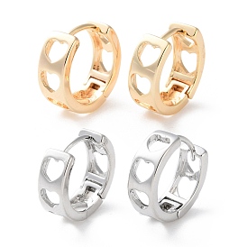 Rack Plating Hollow Heart Brass Hoop Earrings, Long-Lasting Plated