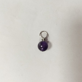 Natural Amethyst Charms, with 304 Stainless Steel Loops, Round