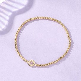 Латунные круглые бусины эластичные браслеты, браслеты для женщин, кольцо с слово любовь