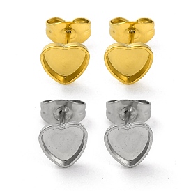 Ионное покрытие (ip) 304 детали серьги-гвоздики из нержавеющей стали, сердце