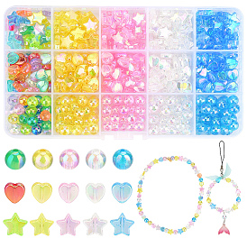 500Pcs 15 Style Eco-Friendly Transparent Acrylic Beads