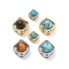 Латунные многорядные звенья с ромбами и драгоценными камнями, с четким кубического циркония