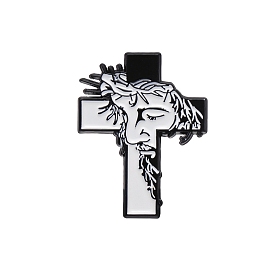 Religión jesús retrato cruz esmalte alfileres, broche de la aleación