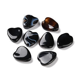 Perles d'agate noire naturelle (teintes et chauffées), cœur