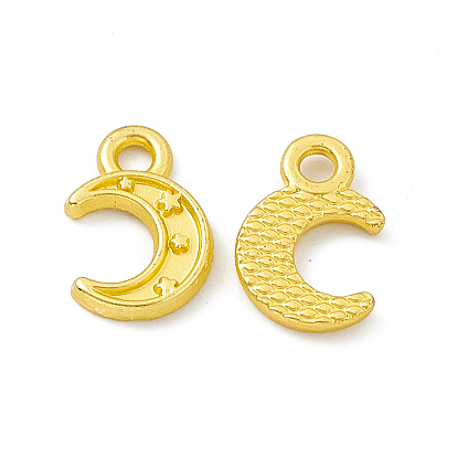 Rack Plating Alloy Charms, Cadmium Free & Lead Free & Nickle Free, Moon with Star Charms