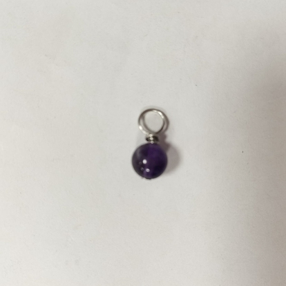 Natural Amethyst Charms, with 304 Stainless Steel Loops, Round