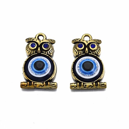 Alloy Pendants, with Resin and Rhinestone, Cadmium Free & Lead Free, Owl