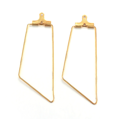 304 Stainless Steel Pendants, Hoop Earring Findings, Trapezoid