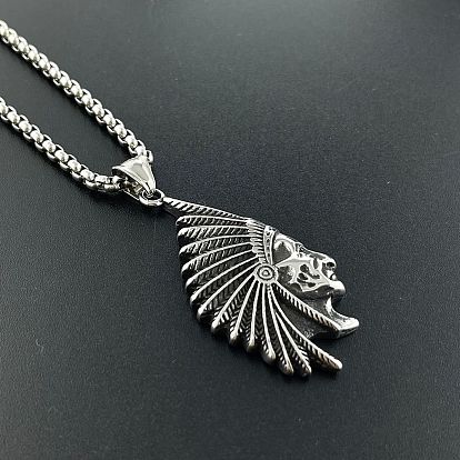 Винтажные американские индейцы 304 подвески из нержавеющей стали унисекс-ожерелья