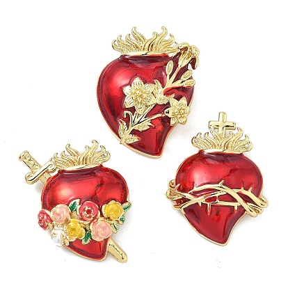 Латунные подвески, чары священного сердца, с эмалью