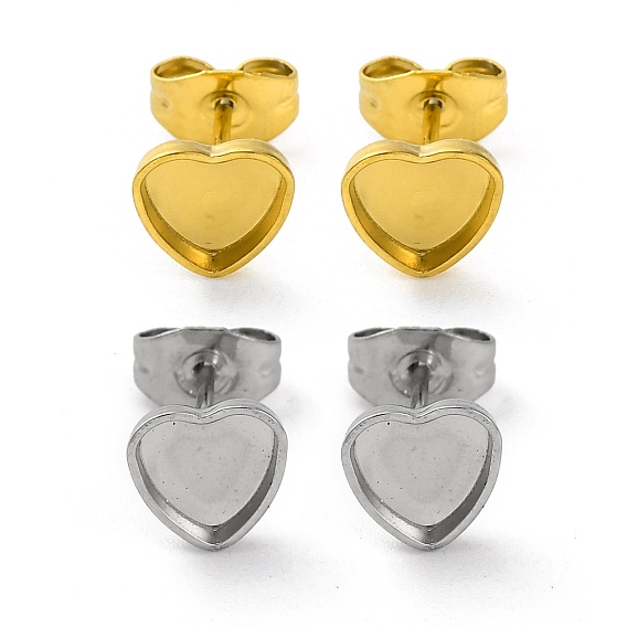 Ионное покрытие (ip) 304 детали серьги-гвоздики из нержавеющей стали, сердце