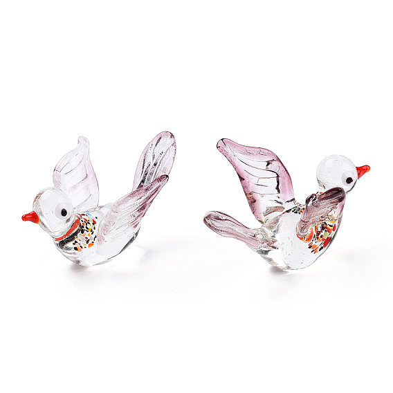 Handmade Lampwork Home Decorations, 3D Bird Ornaments for Gift