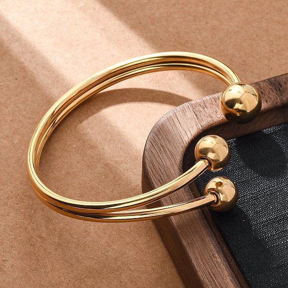 304 из нержавеющей стали манжеты браслеты, браслеты с крутящим моментом для женщин, ионное покрытие (ip)