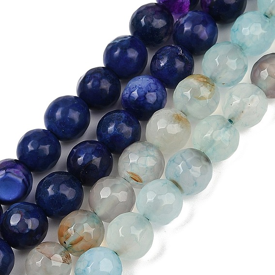 Бусины из натурального агата (окрашенные и нагретые), граненые, круглые