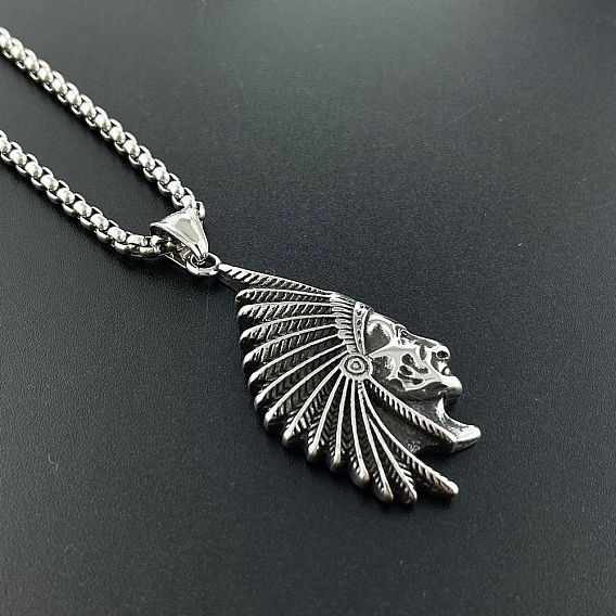 Винтажные американские индейцы 304 подвески из нержавеющей стали унисекс-ожерелья