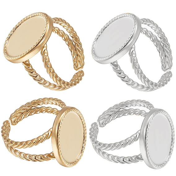 8 шт. 2 цвета 304 нержавеющая сталь открытые манжеты кольца настройки, овальные