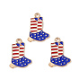 American Flag Style Alloy Enamel Pendants, Light Gold, Boots Charm