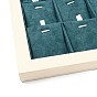15 Slots Microfiber Cloth Pendant Display Stands, Pendant Organizer Holder with White Pine Wood Base