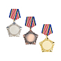 3Pcs 3 Colors Alloy Star Medal, with Brooch