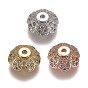 Multi-Petal Brass Micro Pave Clear Cubic Zirconia Bead Caps, Flower