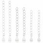 6 pièces 3 styles 925 chaînes d'extension torsadées en argent sterling, avec des charmes de larme, avec cachet 925, 1 Chiffon à polir l'argenterie en tissu