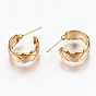 Brass Half Hoop Earrings, Stud Earring, Textured, Ring, Nickel Free