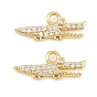 Brass Micro Pave Clear Cubic Zirconia Charms, Crocodile Charms, Rack Plating, Long-Lasting Plated, Lead Free & Cadmium Free