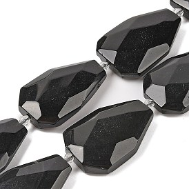 Natural Obsidian Beads Strands, Faceted Teardrop