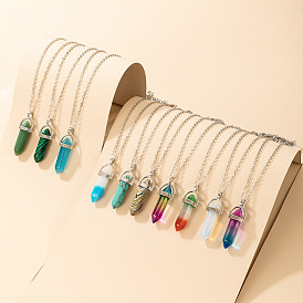 Hexagonal Pendant Necklace for Women, Colorful Single Layer Chain with Personality and Simplicity, Perfect for Sweaters.